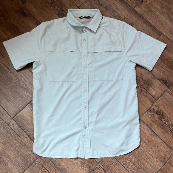 The North Face Light Blue Vented Short Sleeve Button‎ Up Shirt Men’s Size Large - Picture 1 of 6